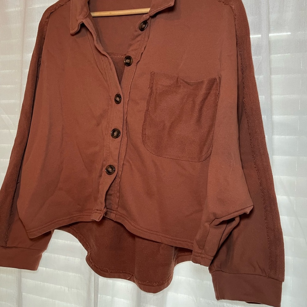 Listicle Rust Button-Up Shirt - Picture 6 of 6